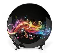 GHEPSDW Arcobaleno Nota Musicale Melodia Piatti Decorativi Bone China Piatto per Display Piatti in Ceramica per Tavolo Piatto da Dessert con Espositore per Decorazione Domestica Ornamento Soggiorno