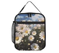 GHEPSDW Bella borsa termica per il pranzo con margherite, portatile, per adulti, ufficio, lavoro, picnic, viaggi
