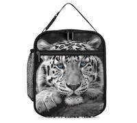 GHEPSDW Black and White Tiger Lunch Box Isolato Borsa Pranzo Portatile Lunchbox per Adulti Ufficio Lavoro Picnic Viaggio