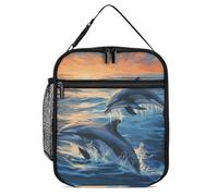 GHEPSDW Borsa termica per il pranzo, con delfini nel mare, portatile, per adulti, ufficio, lavoro, picnic, viaggi
