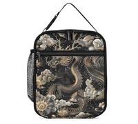 GHEPSDW Borsa termica per il pranzo, con drago cinese, nera, portatile, per adulti, ufficio, lavoro, picnic, viaggi