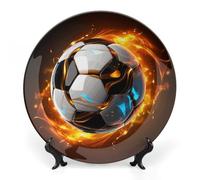 GHEPSDW Calcio fresco pannelli decorativi Osso porcellana piatto per display piatti da cena in ceramica per tavolo piatto da dessert con supporto per la decorazione della casa soggiorno ornamento 6