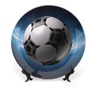 GHEPSDW Calcio Piatti Decorativi Osso Cina Piatto per Display in Ceramica Cena Piatti per Tavolo Dessert Piatto con Display Stand per Decorazione Soggiorno Ornamento 7 pollici