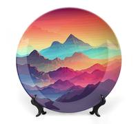 GHEPSDW Color Mountain Gradient Piatti decorativi Bone China Piatto per esposizione Piatti piani in ceramica per tavolo Piatto da dessert con espositore per decorazione domestica Ornamento vivente