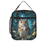 GHEPSDW Contenitore per il pranzo esotico notturno con gufo, borsa termica per il pranzo, portatile, per adulti, ufficio, lavoro, picnic, viaggi