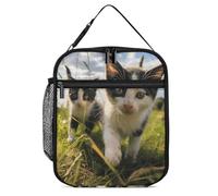 GHEPSDW Little Cat on the Grass Lunch Box - Borsa termica per il pranzo, portatile, per adulti, ufficio, lavoro, picnic, viaggi