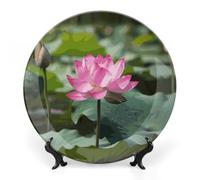 GHEPSDW Lotu - Piatti decorativi in porcellana Bone China per esposizione Piatti piani in ceramica per tavolo Piatto da dessert con espositore per decorazione domestica ornamento da 17,8 cm