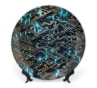 GHEPSDW Modello di codifica pannelli decorativi osso porcellana piatto per display piatti da cena in ceramica per tavolo piatto da dessert con supporto per decorazione soggiorno ornamento 6 pollici