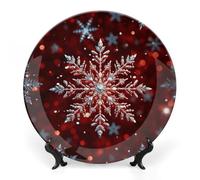 GHEPSDW Piatti decorativi natalizi con fiocco di neve Piatto in porcellana per esposizione Piatti piani in ceramica per tavolo Piatto da dessert con espositore per decorazione domestica Ornamento