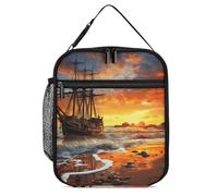GHEPSDW Pirate Ship in The Sunset Lunch Box Isolato Borsa Pranzo Portatile Lunchbox per Adulti Ufficio Lavoro Picnic Viaggio