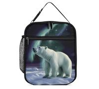 GHEPSDW Polar Bears Northern Lights - Borsa termica per il pranzo, portatile, per adulti, ufficio, lavoro, picnic, viaggi
