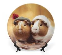 GHEPSDW Simpatici porcellini d'India piatti decorativi in porcellana Bone China per esposizione Piatti piani in ceramica per tavolo Piatto da dessert con espositore per decorazione domestica ornamento