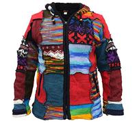 Gheri Giacca da uomo patchwork con cappuccio lungo Boho elfico fata Pixie Hood Festival Jacket, Patchwork., M
