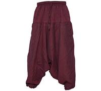 Gheri - Pantaloni harem da uomo in cotone leggero Bordeaux Small-Medium
