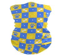 Ghetta da Collo Blue And Yellow Grid Paw Prints Sciarpa A Mezza Faccia Multiuso Elastico Scaldacollo per Outdoor Campeggio Ciclismo 25X50Cm