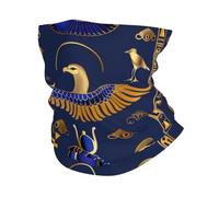 Ghetta Da Collo Egyptian Hieroglyphs Pharaoh Birds Goddess Gold Blue Passamontagna Antipolvere Fascia Capelli Antivento Scaldacollo Per Escursionismo Ciclismo Campeggio