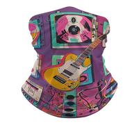Ghetta Da Collo Music Theme Guitar Scaldacollo Antivento Fascia Capelli Durevole Passamontagna Per Escursionismo Campeggio Outdoor Attività 25X50CM
