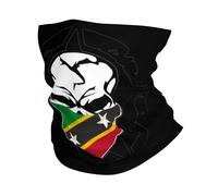 Ghetta Da Collo Skull Saint Kitts And Nevis Flag Passamontagna Multifunzione Fascia Capelli Protezione Uv Scaldacollo Per Ciclismo Campeggio Escursionismo 25X50CM
