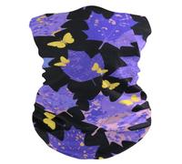 Ghetta da collo verde con foglia d'acero blu-viola e farfalla gialla quattro stagioni, design unico, riutilizzabile, per adulti, escursionismo, caccia, snowboard