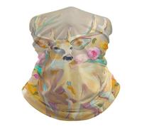Ghetta da Collo White Deer with Flowers And Leaves Sciarpa A Mezza Faccia Versatili Traspirante Ghetta per Estivo Escursionismo Sports 25X50Cm