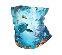Ghetta Underwater World Dolphin Coral Fish Ocean Life Tropical Sciarpa A Tubo Antivento Elastico Passamontagna per Yoga Uomo Adulto 25X50Cm