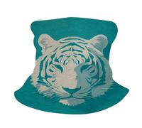Ghetta White Tiger Head On Solid Teal Headwrap Multiuso Traspirante Passamontagna per Yoga Escursionismo Pesca 25X50Cm