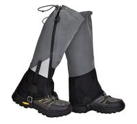 Ghette per gambe, nero e grigio, taglia L per uomo, ghette da trekking in poliestere, ghette impermeabili per scarpe con cinturino in TPU antiscivolo, cerniera, striscia riflettente, ghette leggere