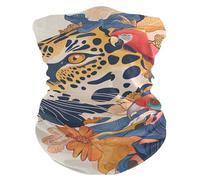 Ghette scaldacollo con leopardo tropicale colorato rosso, stile pop art per caldo/freddo, protezione solare, design unico, maschere per il viso per sci, caccia, kayak