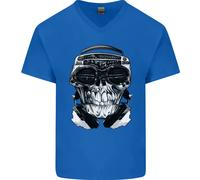 Ghetto Blaster Skull Maglietta In Cotone A V Per Uomo