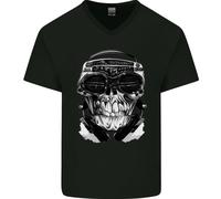 Ghetto Blaster Skull Maglietta In Cotone A V Per Uomo
