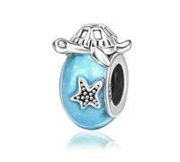 GHFNJYH Perline in vetro arcobaleno cosmico con ciondoli a forma di fiore colorato in argento sterling 925, adatte per braccialetti da donna - CCT437
