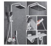 GHFXSCV Docce per bagni, Rubinetto Doccia termostatico Grigio Nero con Display Digitale, Miscelatore Doccia a 4 Vie, Sistema Doccia a Cascata con Pioggia, Rubinetto Bidet, Display della Te
