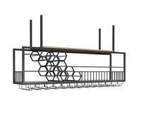 GHFXSCV Moderno espositore per Vino da Parete, espositore per Vino sospeso con portabicchieri, espositore per Vino da soffitto, Elegante mensola da Bar a Parete per la conservazione e l'es