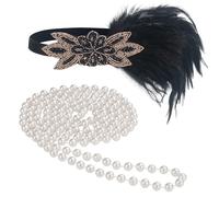 GHGMAO Set di accessori da donna in stile anni '20 del Grande Gatsby per costumi ruggenti anni '20, accessori per capelli, collana di perle