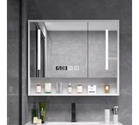 GHHDPDMJ Armadietto Porta medicinali con Specchio Illuminato a LED, Display antiappannamento Intelligente e Interruttore Touch, Moderno mobiletto da Parete per Bagno con ripiano Aperto