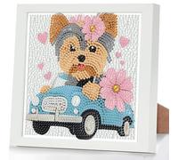 GHHKUD Kit per pittura a mosaico con diamanti 5D, con cornice, motivo cane 5D, per bambini e adulti, con piccoli diamanti di cristallo, idea regalo per ragazze, ragazzi, bambini dai 6 agli 8 ai 12