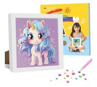 GHHKUD Kit per pittura con diamanti 5D con cornice, kit per arte e artigianato per bambini 8-12 anni, tema Unicorno, non pieghevole