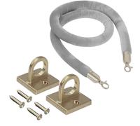 GHHVFEC Corda in Velluto da Parete con Ganci - Barriera sospesa Regolabile da 90 cm a 4 Metri per Eventi VIP, Cinema, Red Carpet, Controllo della Folla, paletti e Corde per Code.