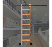 GHHVFEC Kit di ferramenta per Scala Scorrevole, Binario Mobile con Ruota da Pavimento con Freno per Scala Mobile per Ufficio Domestico - Set Completo di binari