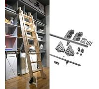 GHHVFEC Kit Porta Scorrevole da fienile Nera da 13 Piedi con Set di binari per casa/Interni/soffitta, Set Completo di ferramenta con Ruote a rulli per Pavimento, Scala Non Inclusa