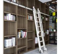 GHHVFEC Libreria di ferramenta per Scale scorrevoli a rulli - Kit di Guide per Porte scorrevoli del fienile, Scala Mobile in Tubo Tondo d'Acciaio, Accessori per Scale scorrevoli Telescopic