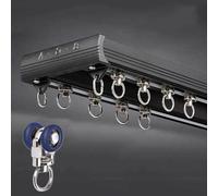 GHHVFEC Sistema di binari a soffitto per divisorio per Ambienti, Set di binari Doppi, Binario Bianco per Camera da Letto, Lunghezza Regolabile 2,4/3,5/4,6 Metri, Nero 280 cm (9,2 Piedi), Soluzione s
