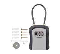 GHHZML Cassetta Chiavi con Codice Scatola di sicurezza for chiavi con serratura a chiave, cavo in acciaio, portatile, combinazione a 4 cifre for maniglia della porta(Grey)