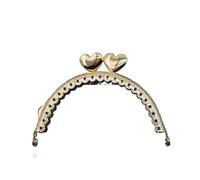 GHHZML Chiusura Borsa Uncinetto Manico for Borsa in Metallo a Forma di Cuore da 8,5 cm for Pochette con Chiusura a Bacio for Monete, Accessorio Hardware in Bronzo Anticato(Light Golden Mid)
