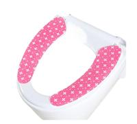 GHHZML Cuscino per Sedile WC 1 Paio di Imbottiture for sedili WC riutilizzabili e Caldi, tappetini da Bagno Lavabili, coprisedili Spessi Adesivi for Universale(Pink White Flower)