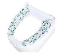 GHHZML Cuscino per Sedile WC 1 Paio di Imbottiture for sedili WC riutilizzabili e Caldi, tappetini da Bagno Lavabili, coprisedili Spessi Adesivi for Universale(Inkleaf Green Flower)