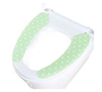 GHHZML Cuscino per Sedile WC 1 Paio di Imbottiture for sedili WC riutilizzabili e Caldi, tappetini da Bagno Lavabili, coprisedili Spessi Adesivi for Universale(Green White Flower)