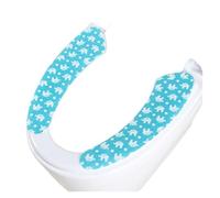 GHHZML Cuscino per Sedile WC 1 Paio di Imbottiture for sedili WC riutilizzabili e Caldi, tappetini da Bagno Lavabili, coprisedili Spessi Adesivi for Universale(Little Blue Elephant)