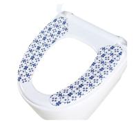 GHHZML Cuscino per Sedile WC 1 Paio di Imbottiture for sedili WC riutilizzabili e Caldi, tappetini da Bagno Lavabili, coprisedili Spessi Adesivi for Universale(Deep Blue Flower)