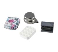 GHHZML Mini Scatole Da Pittura Ad Acquerello 4 pezzi Mini scatola di latta portatile, tavolozza for acquerelli vuota a 12 pozzetti con fiori viola, mini for da viaggio per Principianti